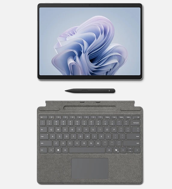 微软/Microsoft Surface Pro 10 平板式微型计算机 商用版  亮铂金  英特尔® 酷睿™ Ultra 7 处理器 165U,32GB LPDDR5x,1T；键盘盖带超薄触捽笔 典雅罴；微软 Arc 鼠标.；便携包。